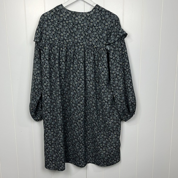 Haptics by Holly Harper Dress S/M Gray/Black Floral Print Mini Prairie Baby Doll - Picture 9 of 12